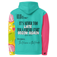Dear Human Behind Me™ hoodie Message #09 Begin Again back view