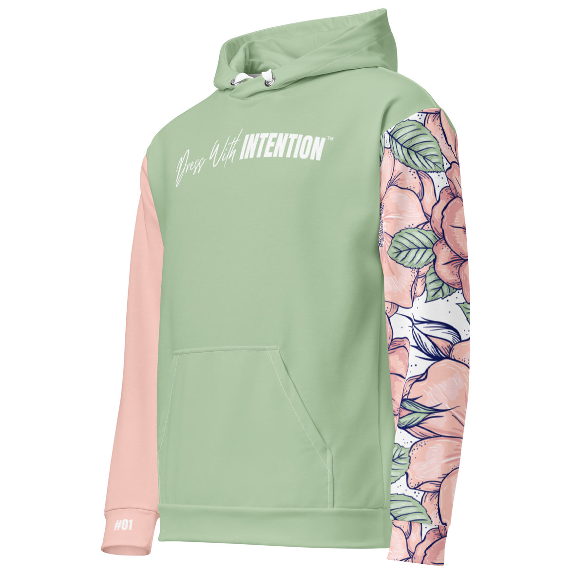 Dear Human Behind Me™ hoodie Message #01 You Are Loved floral left side view