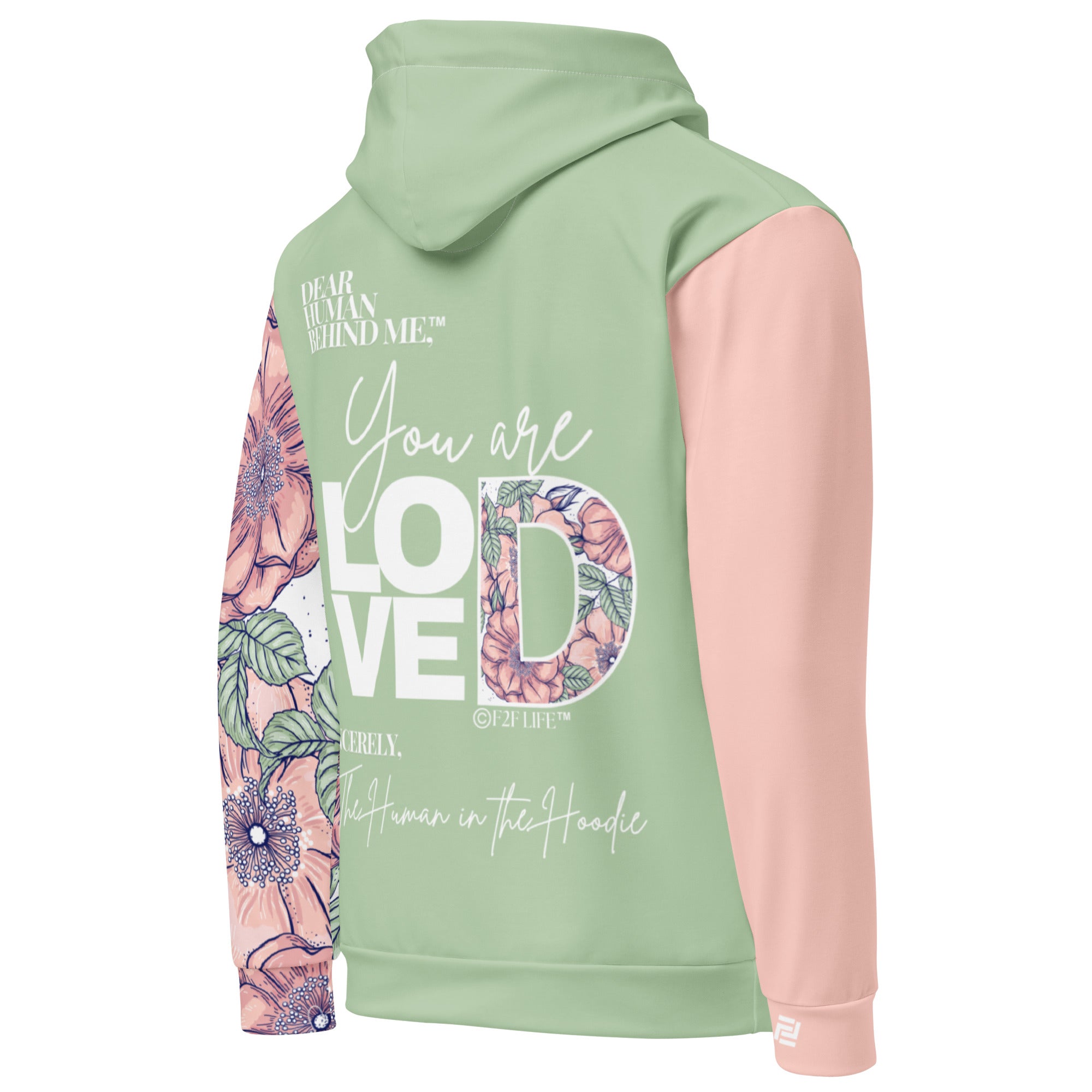 Dear Human Behind Me™ hoodie Message #01 You Are Loved right side view