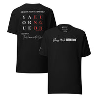 Dear Human Behind Me™ black shirt Message #02 front and back view