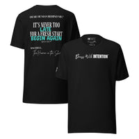 Dear Human Behind Me™ black shirt Message #09 front and back view