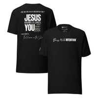Dear Human Behind Me™ black shirt Message #12 front and back view