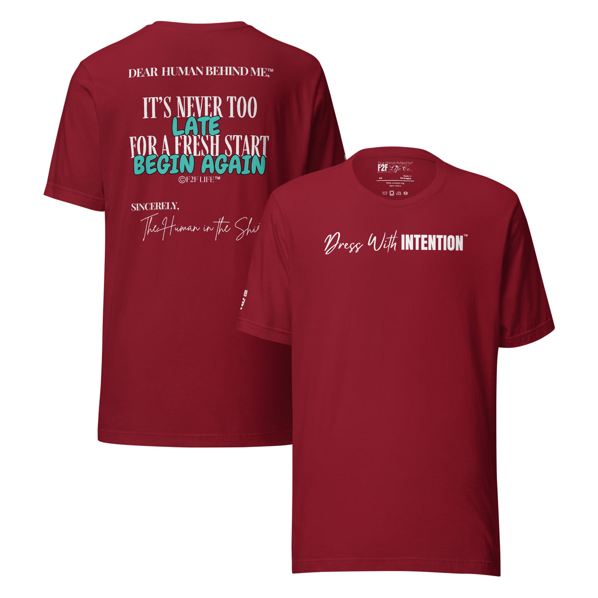 Dear Human Behind Me™ cardinal shirt Message #09 front and back view