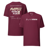 Dear Human Behind Me™ maroon shirt Message #07 front and back view