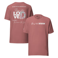 Dear Human Behind Me™ mauve shirt Message #01 front and back view