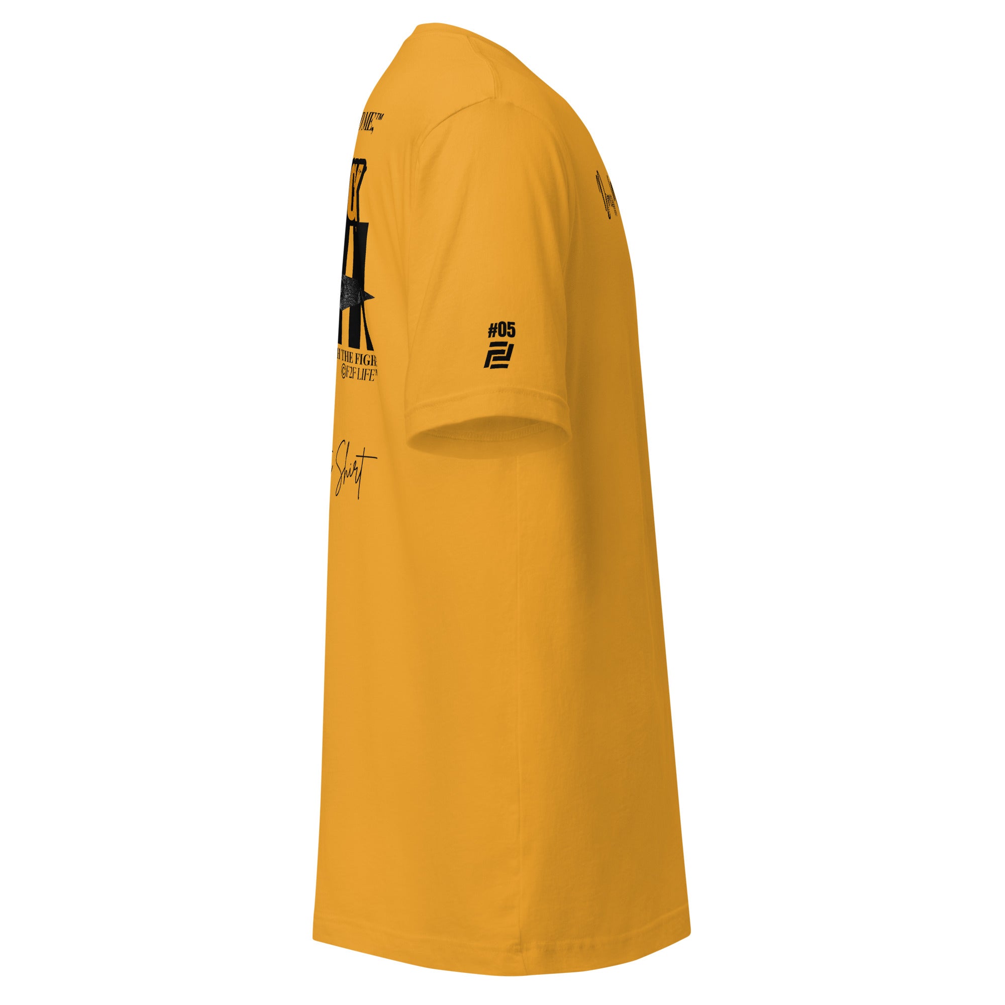 Dear Human Behind Me™ mustard shirt Message #05 never back down right view