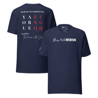 Dear Human Behind Me™ navy shirt Message #02 front and back view