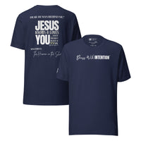 Dear Human Behind Me™ navy shirt Message #12 front and back view