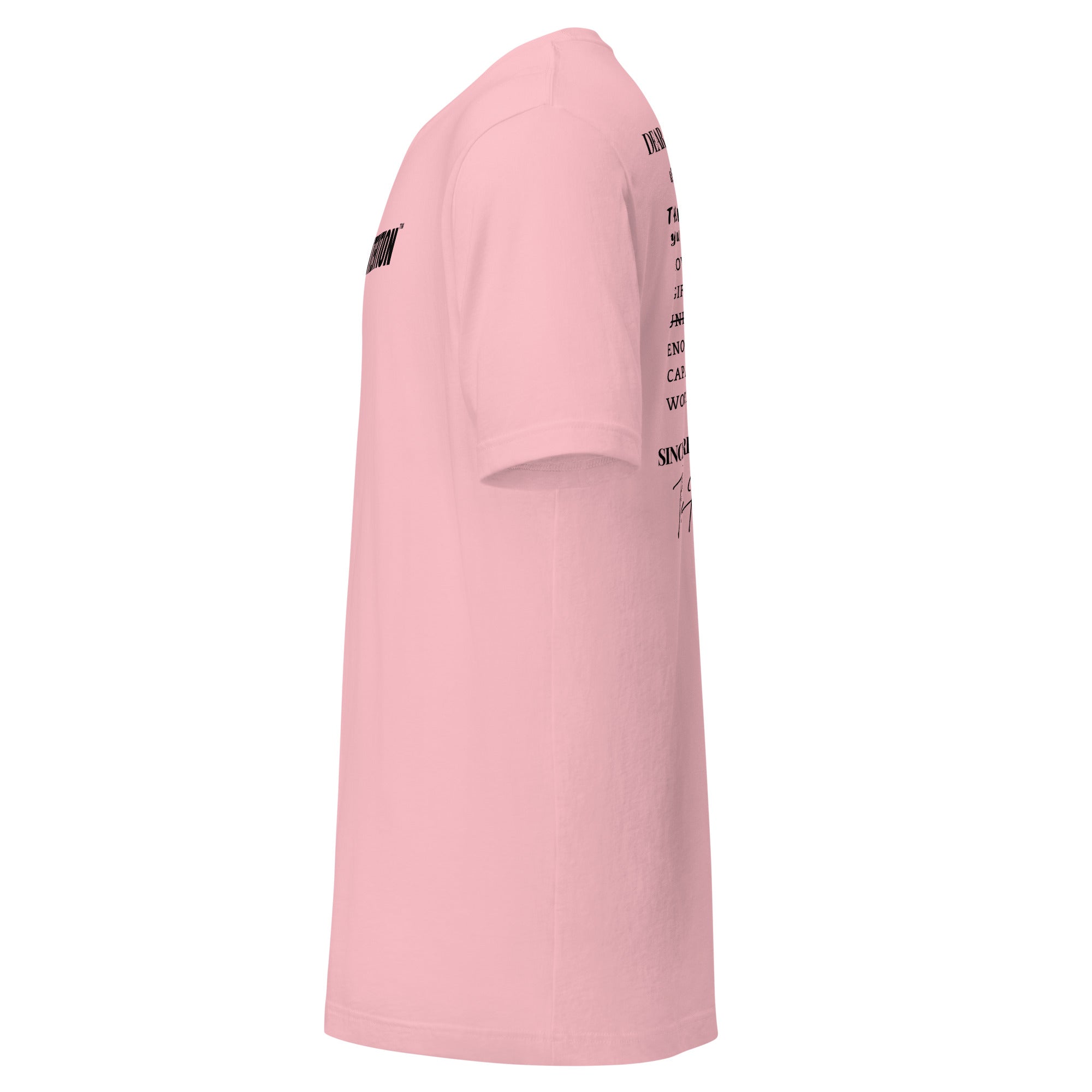 Dear Human Behind Me™ pink shirt Message #10 things you are left view