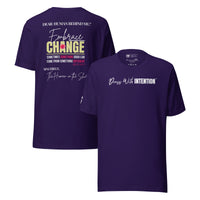 Dear Human Behind Me™ purple shirt Message #08 front and back view