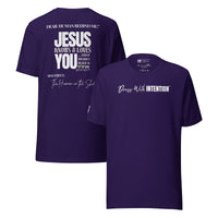Dear Human Behind Me™ purple shirt Message #12 front and back view