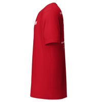 Dear Human Behind Me™ red shirt Message #12 Jesus loves you left view