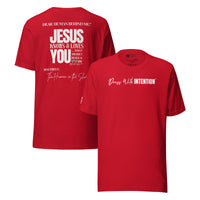 Dear Human Behind Me™ red shirt Message #12 front and back view