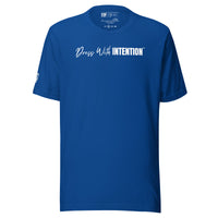 Dear Human Behind Me™ royal blue shirt Message #11 dress with intention front view