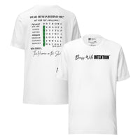 Dear Human Behind Me™ white shirt Message #10 front and back view