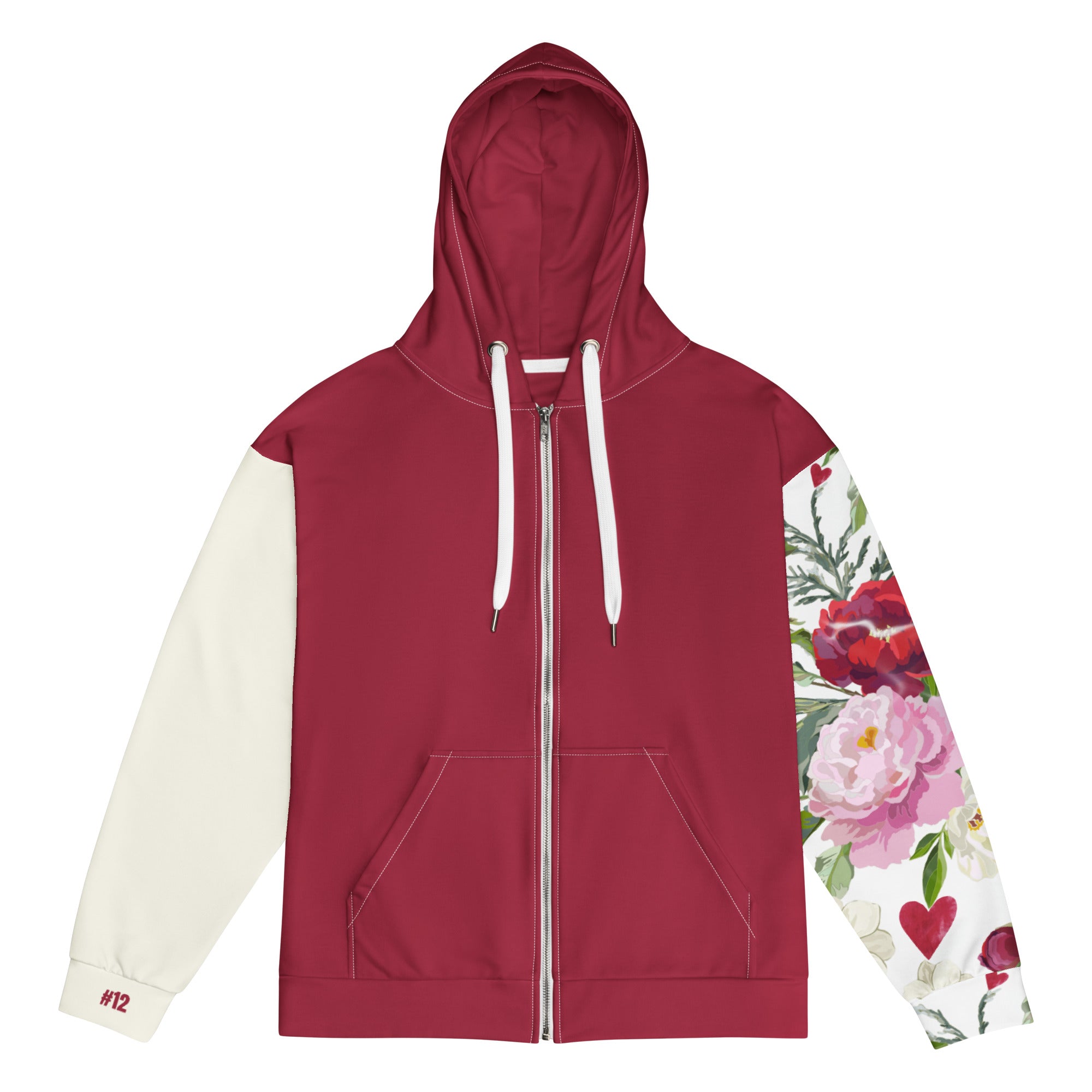 Dear Human Behind Me™ zip hoodie Message #12 Jesus loves you  flat front view