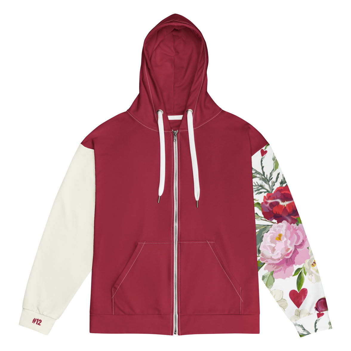 Dear Human Behind Me™ zip hoodie Message #12 Jesus loves you  flat front view