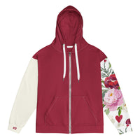 Dear Human Behind Me™ zip hoodie Message #12 Jesus loves you  flat front view