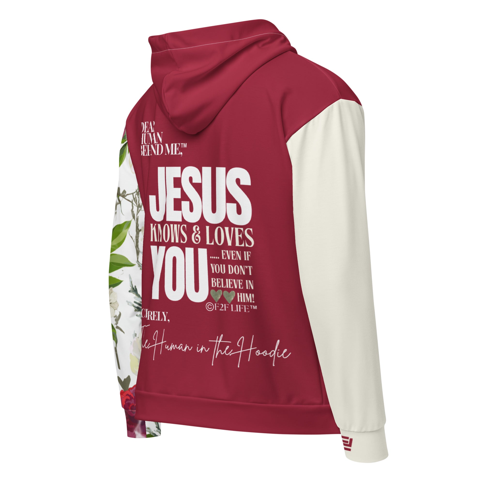 Dear Human Behind Me™ zip hoodie Message #12 b Jesus loves you back view