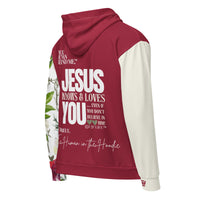 Dear Human Behind Me™ zip hoodie Message #12 b Jesus loves you back view