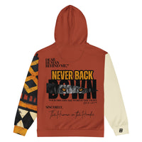 Dear Human Behind Me™ zip hoodie Message #05 never back down flat back view