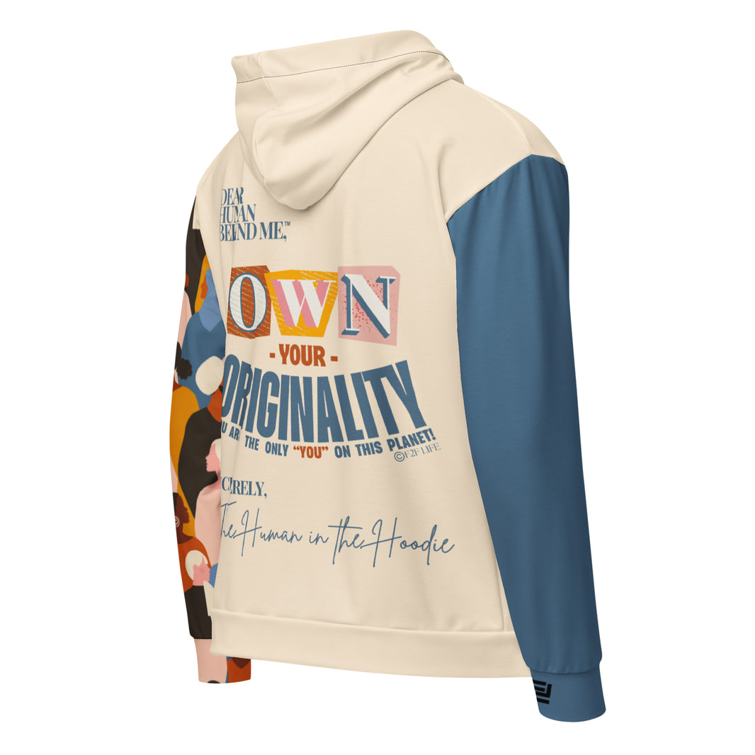 Dear Human Behind Me™ zip hoodie Message #03 own your originality back view