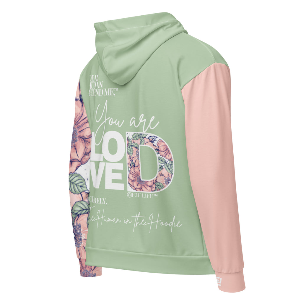Dear Human Behind Me™ zip hoodie Message #01 You Are Loved back view
