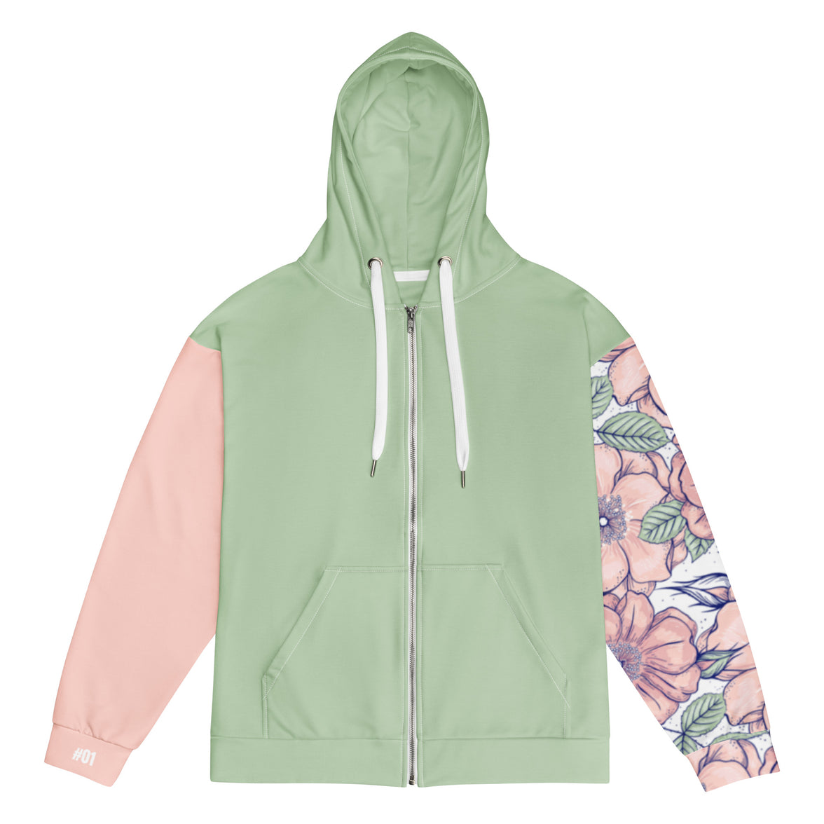 Dear Human Behind Me™ zip hoodie Message #01 You Are Loved flat front view
