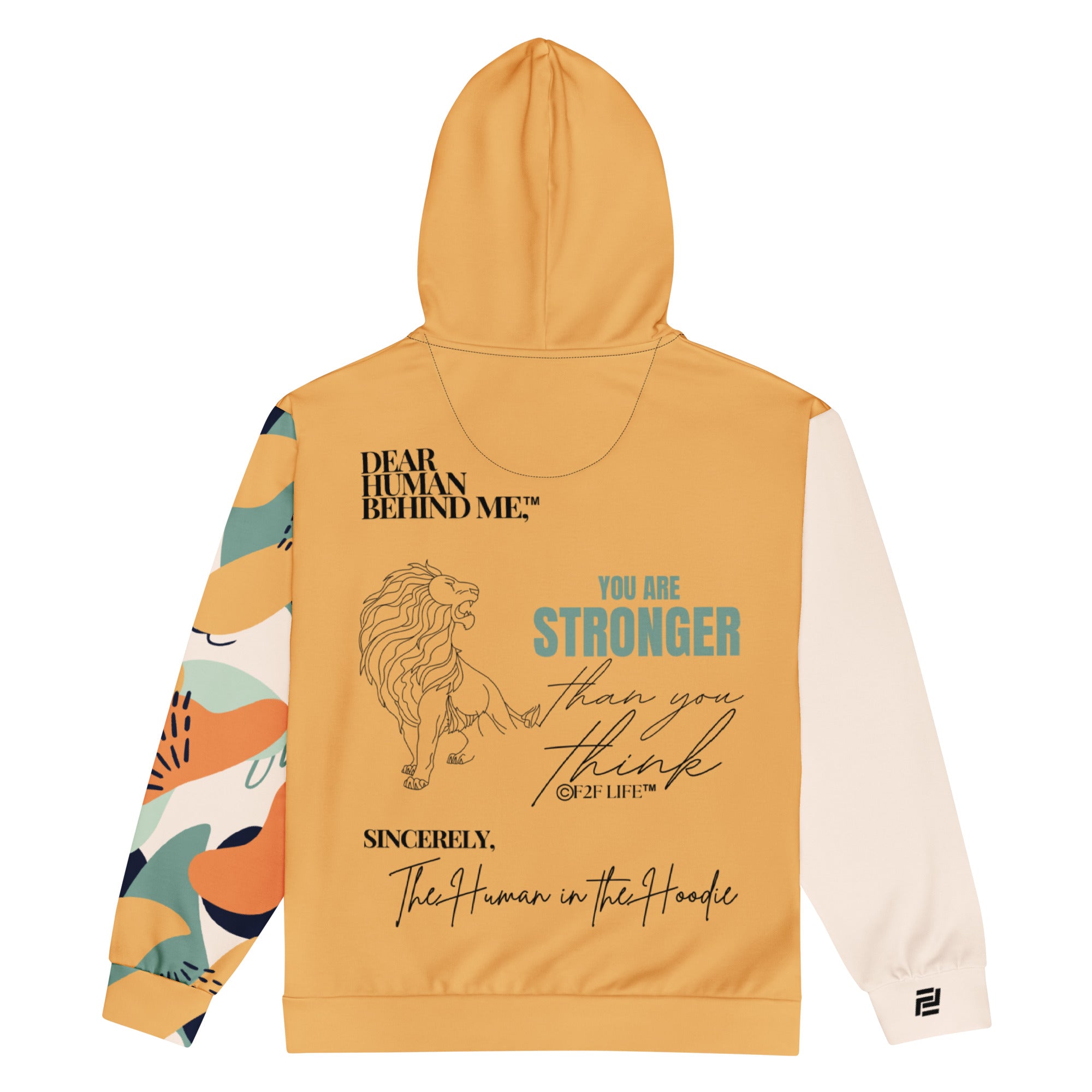 Dear Human Behind Me™ zip hoodie Message #04 you are strong flat front view