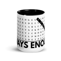 F2F Life always enough word search glossy coffee mug with hidden affirmations, 15oz black