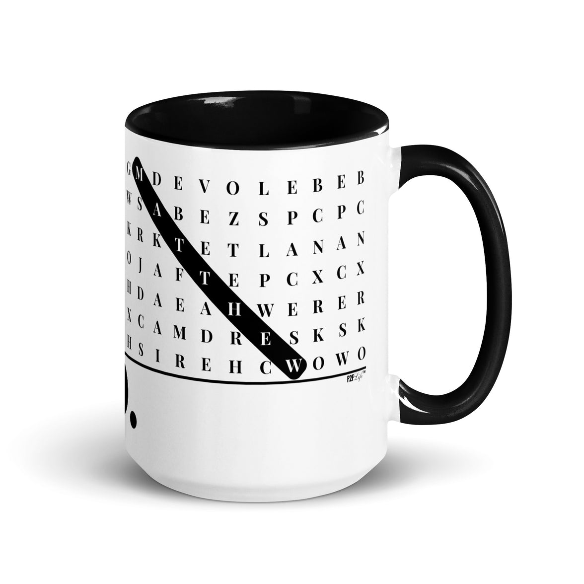 F2F Life personalized beloved word search mug with custom name, 15oz mug black