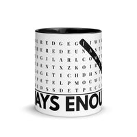 F2F Life black always enough word search coffee mug with hidden affirmations, 11oz