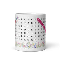 F2F Life glossy word search coffee mug with hidden affirmations, 11oz