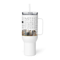 F2F Life word search travel tumbler with hidden success affirmations and handle, 40oz