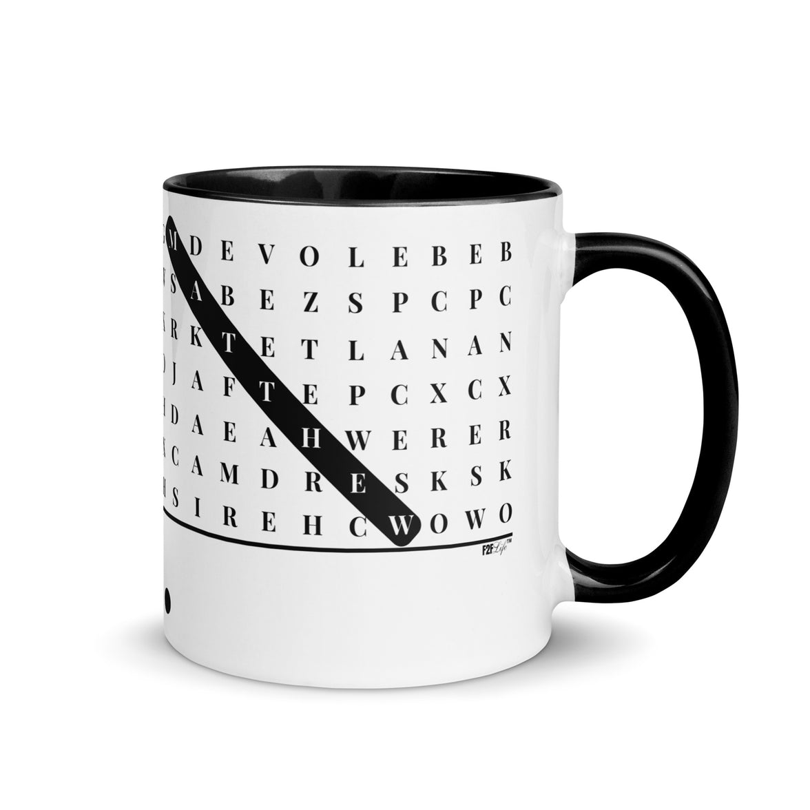F2F Life beloved personalized glossy word search mug with custom name, 11oz black mug