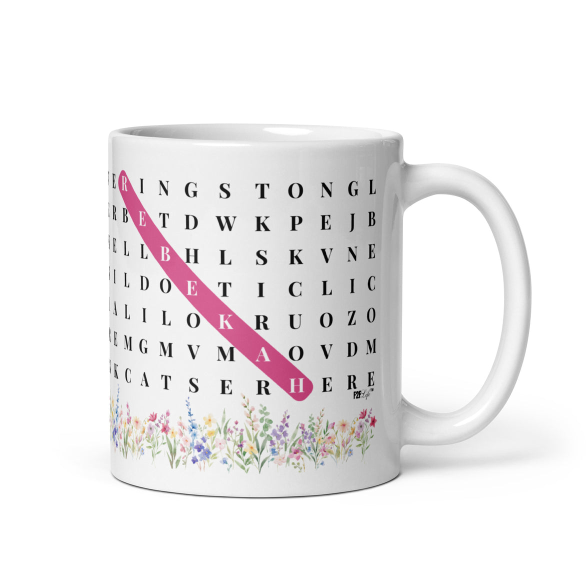 F2F Life personalized glossy word search mug with custom name, 11oz mug