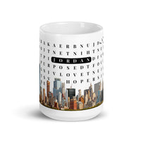 F2F Life personalized glossy word search mug with custom name, 15oz mug New York City View