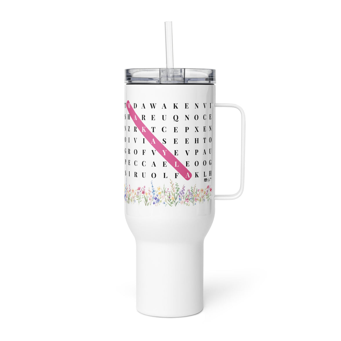 F2F Life personalized travel tumbler with custom name, 40oz with handle