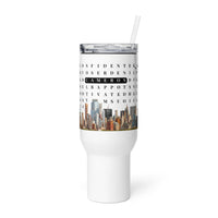 F2F Life personalized travel tumbler with custom name and New York City  Skyline, 40oz with handle