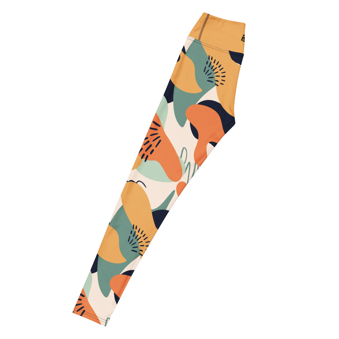 Fierce & fluid abstract yoga leggings with vibrant colors, eco-friendly women’s activewear left long viewn