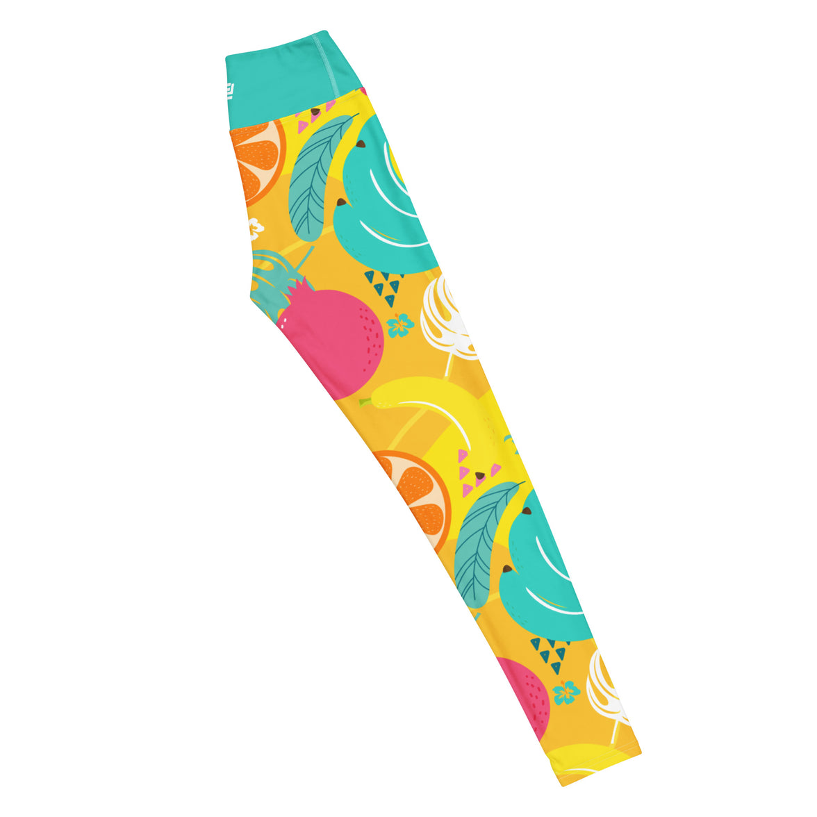 Fresh Start fruit yoga leggings with vibrant colors, eco-friendly women’s activewear right long view