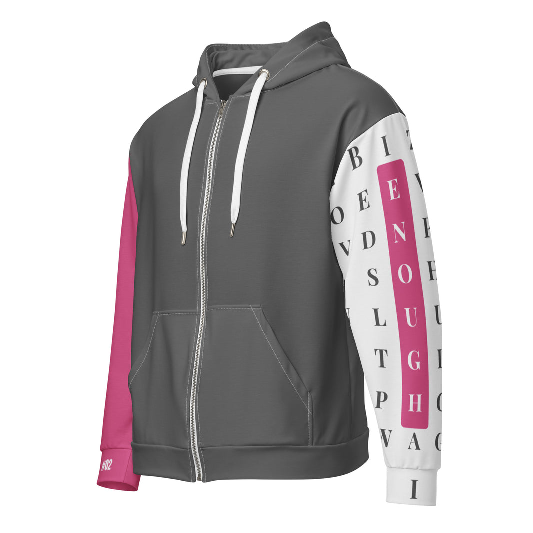 Front view of Dear Human Behind Me™ zip hoodie Message #02 you are enough