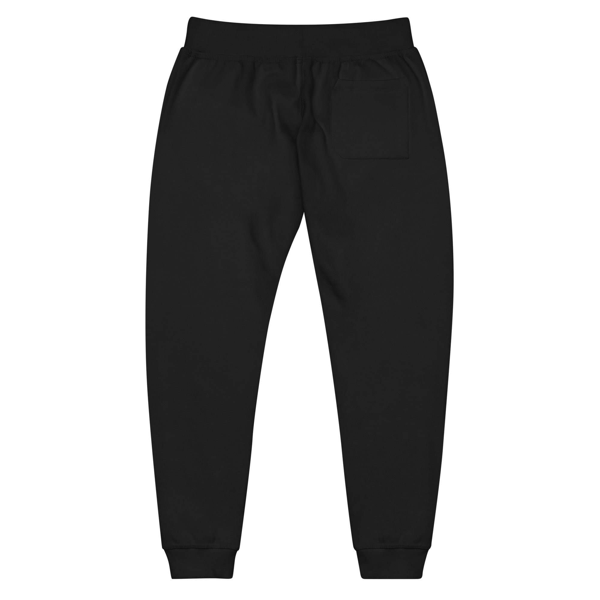 Long back view of "Dress With Intention" unisex joggers in black