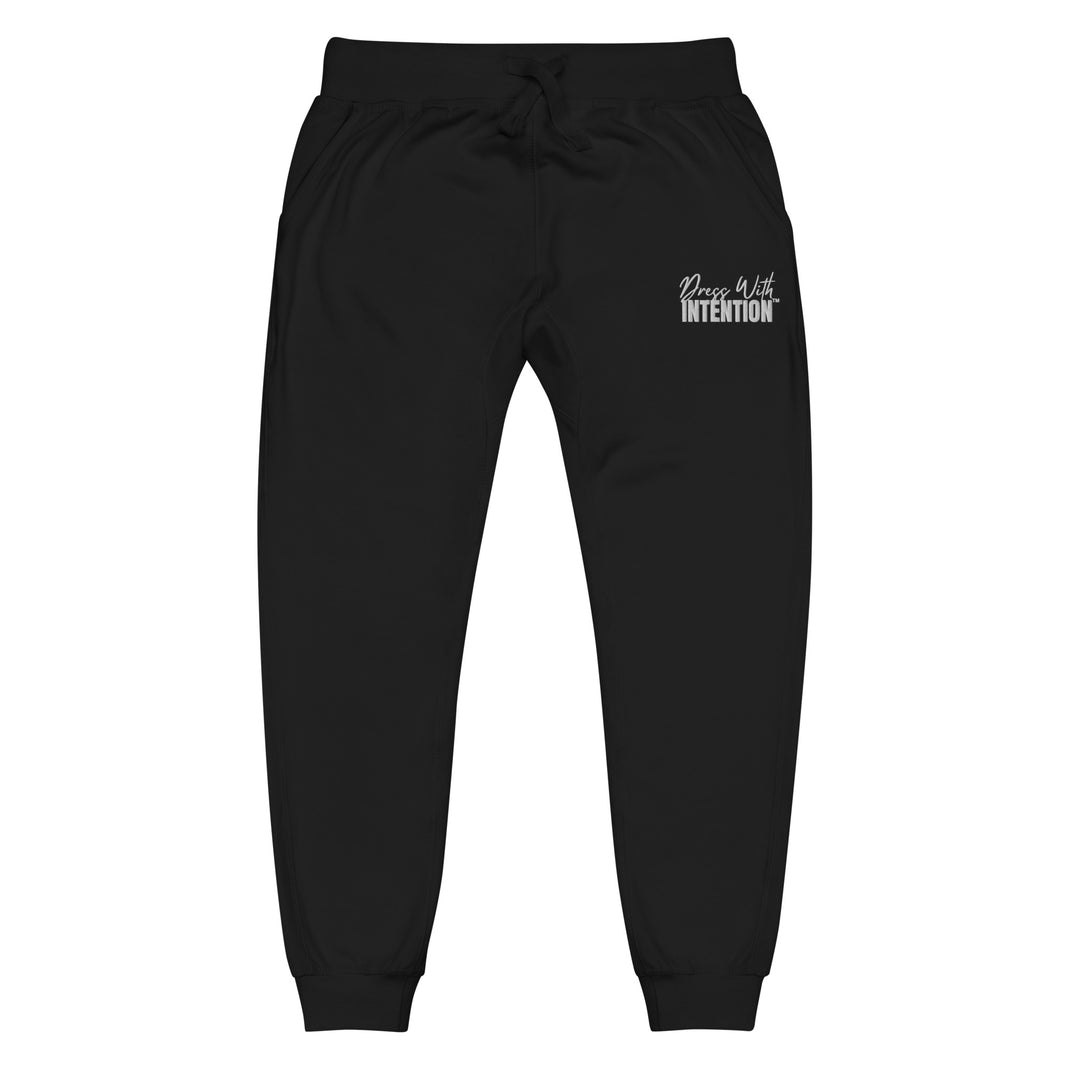 Long front view of "Dress With Intention" unisex joggers in black