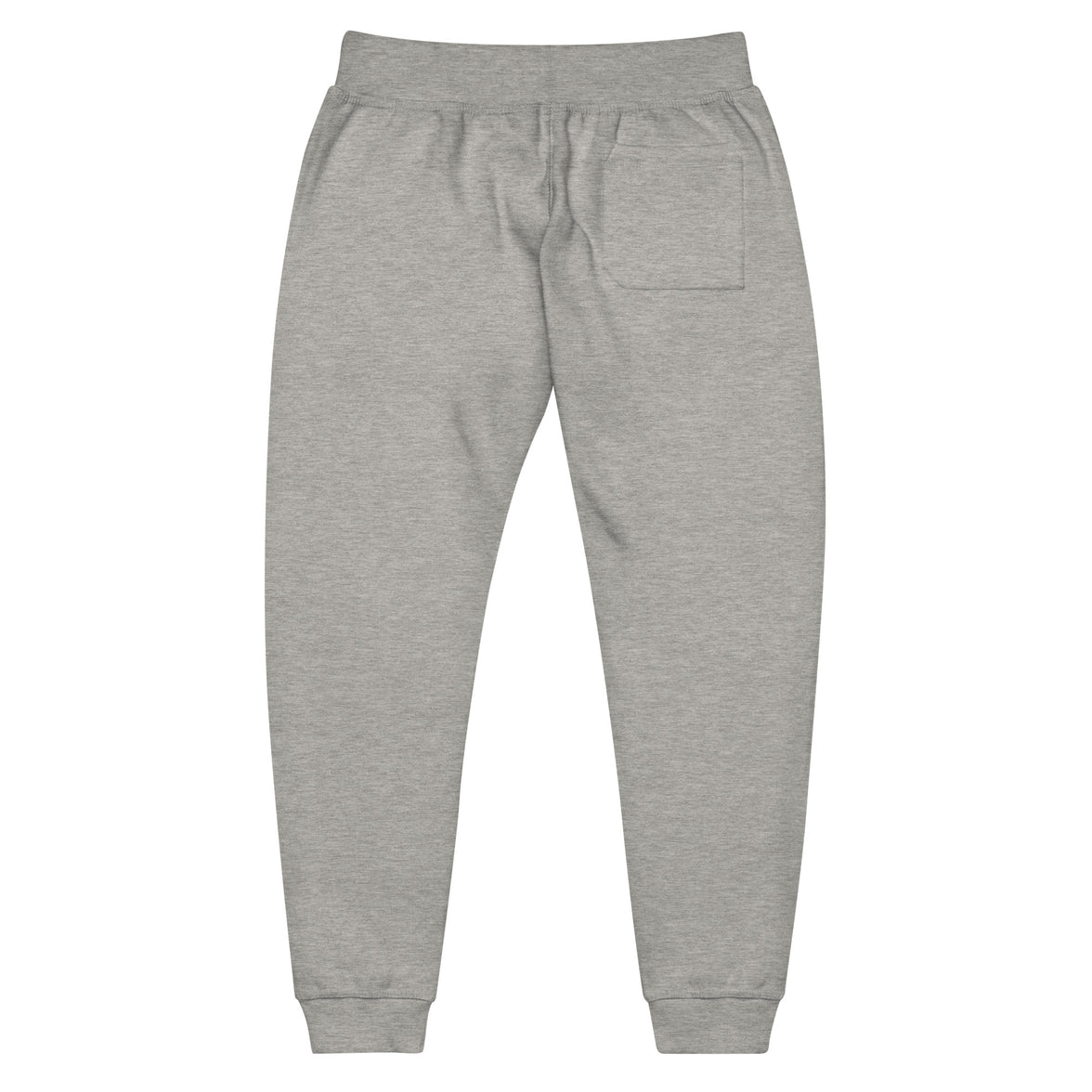 Long back view of "Dress With Intention" unisex joggers in carbon grey