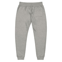 Long back view of "Dress With Intention" unisex joggers in carbon grey